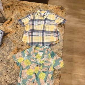 Plaid and Tropical Kids Shirts Set